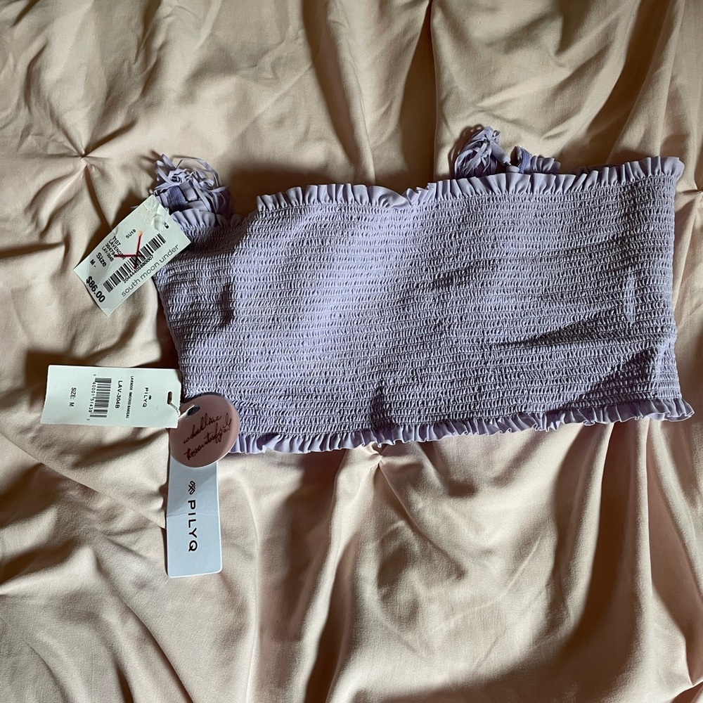 Pilyq Purple Smocked Ruched Tank Top